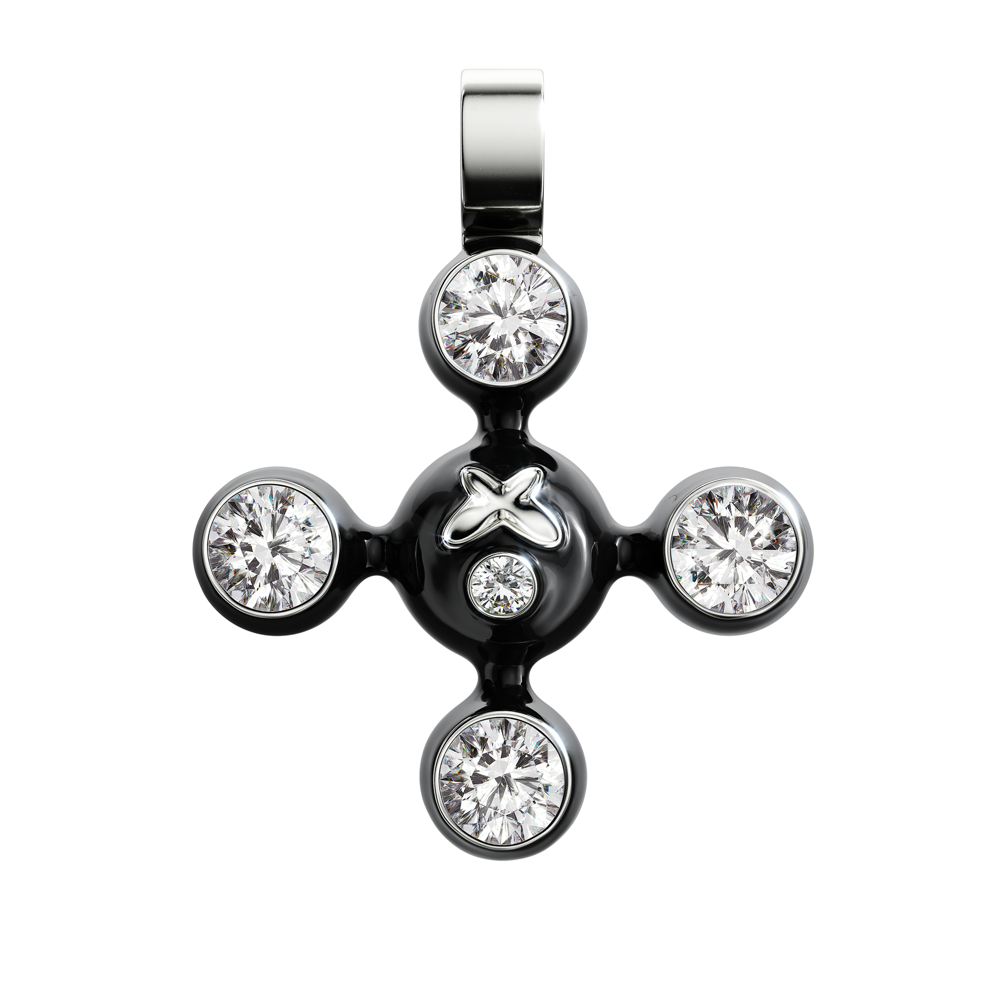 A detail of Sphere Cross High Jewelry Pendant XL in Black